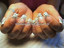 paznokcie ślub cyrkonie swa...