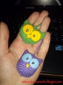 moje pierwsze sówki na szydełku :)