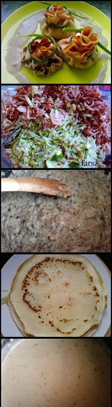 Naleśnikowe różyczki z farszem pieczarkowym + sos :)