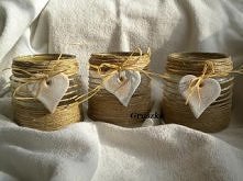 świeczniki ze słoików i sznurka