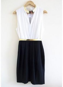 H&amp;M sukienka elegancka szyfonowa z?ote dodatki