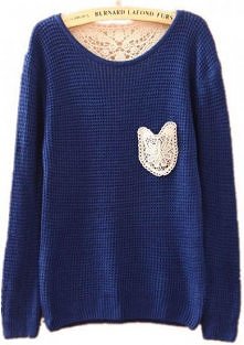 sweterek z koronką na plecach