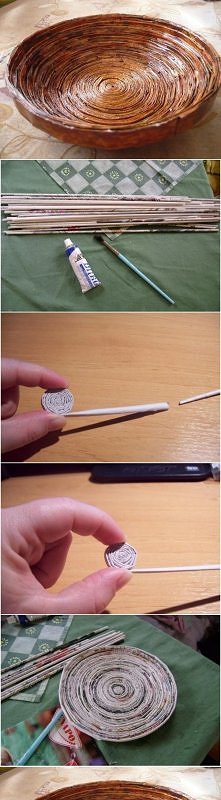 diy, newspaper, dish