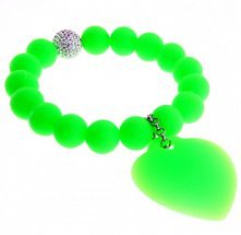 Neonowo zielona bransoletka z serduszkiem na łańcuszki.