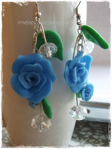 Kolczyki z różyczkami z modeliny :-)