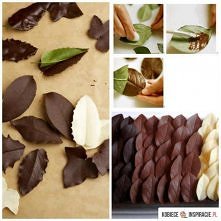 Czekoladowe listki do dekoracji