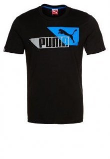 Puma Tshirt z nadrukiem czarny - Klik w powiększone zdjęcie po więcej szczegółów -  Cena: 99 zł. Puma Tshirt z nadrukiem czarny Sport w Zalando.pl | materiał zewnętrzny: 100% ba...