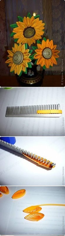 diy, quilling, sunflower, p...