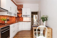 styl skandynawski, kuchnia, cegła