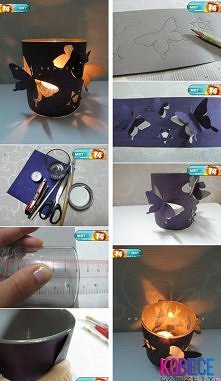 Nastrojowy lampion z motywem motyli.