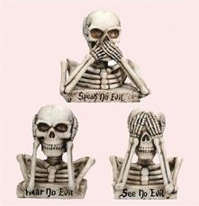 Hear No Evil, See No Evil, Speak No Evil Skulls (Set of 3 Desktop Figurines
