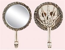 Collectible Creepy Resin Cast Skeleton & Skull Hand Mirror