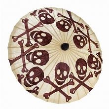Hand Painted Multi Skulls & Crossbones Parchment Paper Parasol Umbrella
