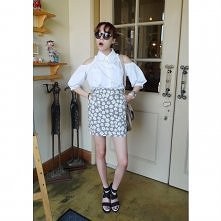 Sweet Flowers Print Striped Skirt $20.80