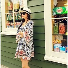 Women’s Bohemia Floral Print Splicing Loose Dress $48.39