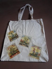 Zdobiona bawełniana torba na przykład na zakupy. Decoupage :)
Dobrotkaart