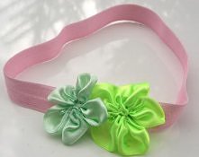 Opaski do włosów diy dla dzieci i niemowląt z satynowymi kwiatkami-14 kolorów do wyboru.