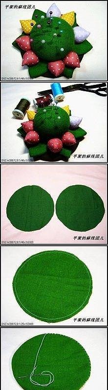 diy, flower, pincushion, fabric