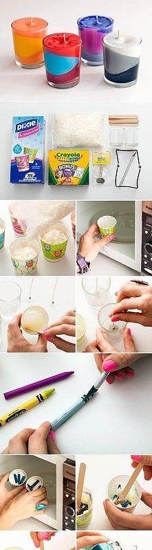 diy, multi, color, candle