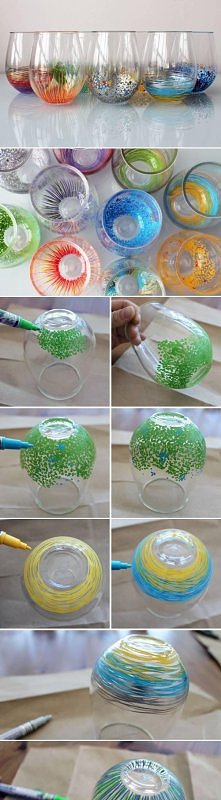 diy, bright, color, vase, d...