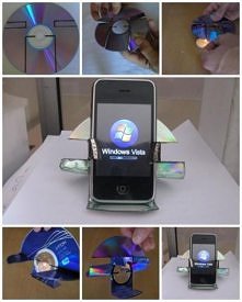 diy, how to use, recycled, cd, phone, holder