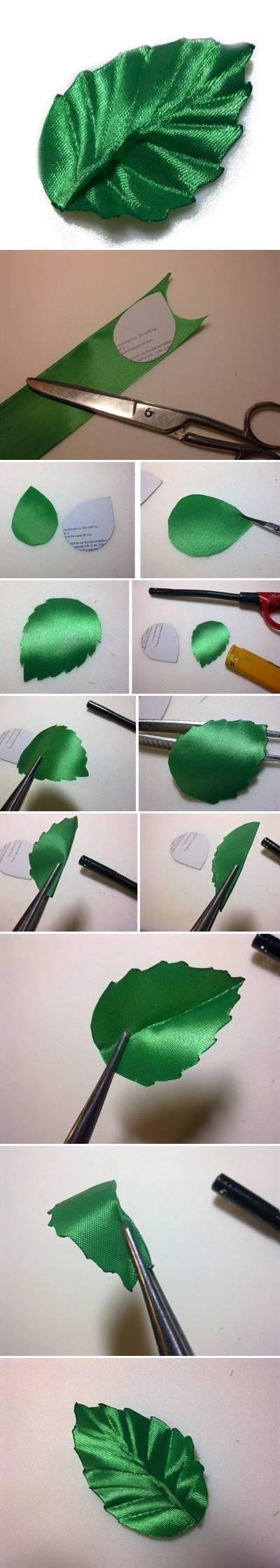 diy, ribbon, leaf, tutorial