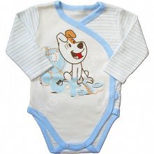 Przepiękne body kopertowe, zapinane z przodu na napki, z wizerunkiem wesołago pieska Reksia, z kolekcji Reksio Baby marki Barbaras. Urocze!