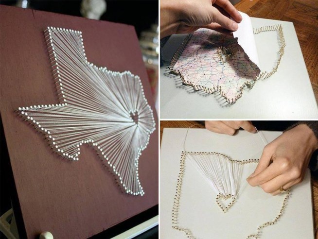 diy, map, string, art, tutorial