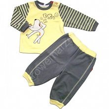 Szaro-żółta pidżamka dla chłopców, marki Barbaras. Zrobiona z bawełny, jest ciepła i wygodna. Świetna dla niemowląt.