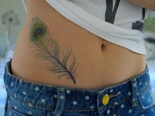 Tatuaż damski pióro piórko, featheer tattoo
