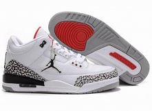 Discount Retro Mens Sneaker Nike Air Jordan 3 White Grey Red In Stock