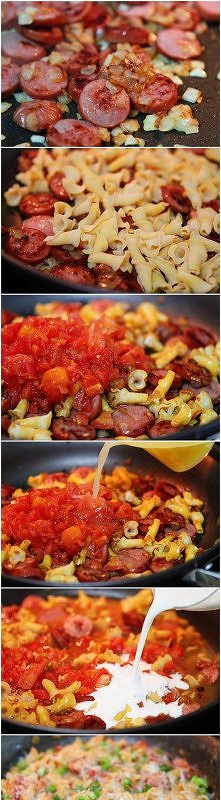 .Potrawka z makaronem i kiełbaską.

Przepis na mega szybki obiad :)