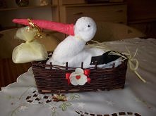 Bocian z ręcznika na ślub dla pary młodej zamiast kwiatów:)