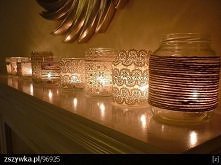 świeczniki ze słoików, lamp...