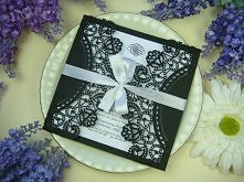 zaproszenia ślubne koronkowe czarne jotstudio.pl