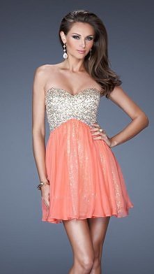 Short Strapless Sequin Dress by La Femme 19452 Prom Dresses Cheap Sale
