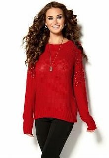 Fajny luźny gruby sweter z cekinami na rękawach