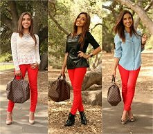 Który zestaw waszym zdaniem najlepiej pasuje do czerwonych spodni ? 1,2 czy 3 ?;) MI WSZYSTKIE