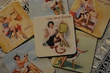 drewniane podkładki pod kubek - decoupage