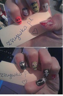 Halloweenowe paznokcie u obu rąk :)