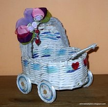 wózeczek z wikliny papierowej emmakreatywna.blogspot.com