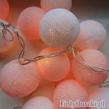 Biel i jasny róż...magiczne połączenie Cotton Ball String Lights