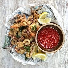 Crispy squid & prawns with homemade sweet chilli sauce!!