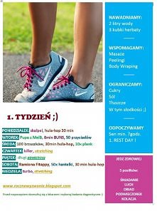 Filmiki znajdziecie na youtube:
+Ewa Chodakowska skalpel, turbo, killer <3
+Mel B Pośladki
+8min Buns
+ fitappy ramiona
+Hantelki dowolnie
+dowolny streching  
rocznewyzwanie...