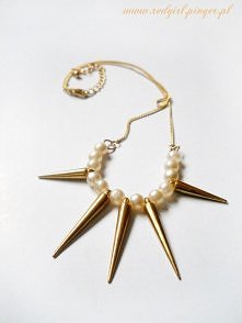 Naszyjnik DIY kolce + perełki