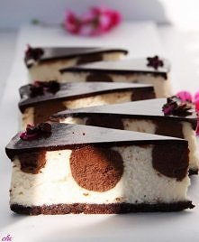 Sernik w czekoladowe kropki
Składniki:

(tortownica - 24 cm)

Spód ciasta
1, 5 kubka pokruszonych pełnoziarnistych herbatników( 200 g )
1/ 4 kubka kakao ( 62,5 ml)
2 łyżki cukru...