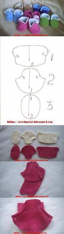  fleece booties, tutorial, handmade