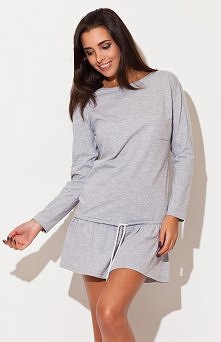 trapezowa dresowa tunika z falbanką | whitestripe.pl