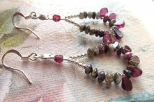 Kolczyki - granat z turmalinem