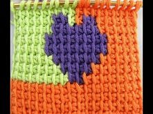 Tunesisch Häkeln - Farbflächen einhäkeln - Herz